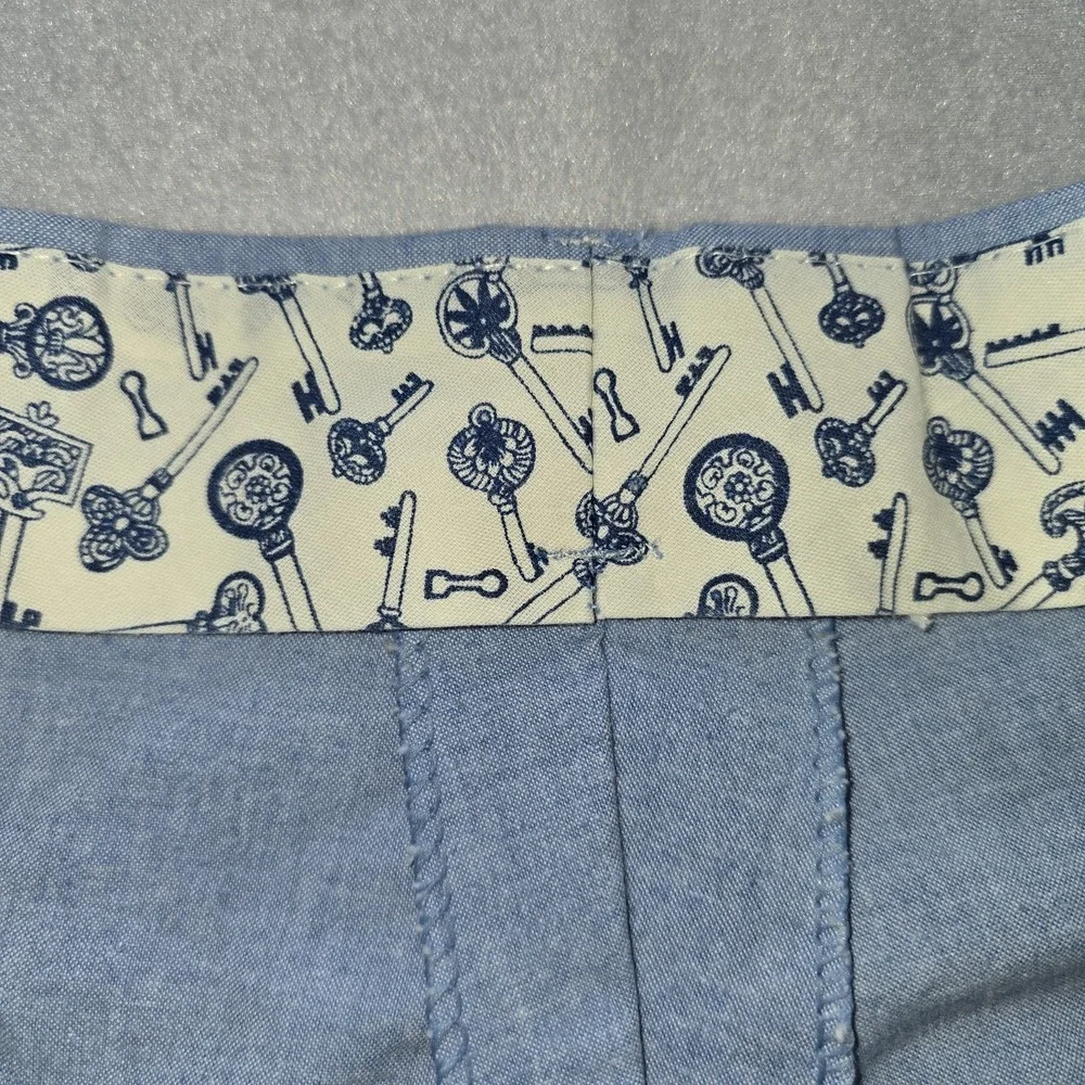 Vtg LANDS END Pleated Chino Pants 38x32 Made in USA Blue Old Money Dad Aesthetic